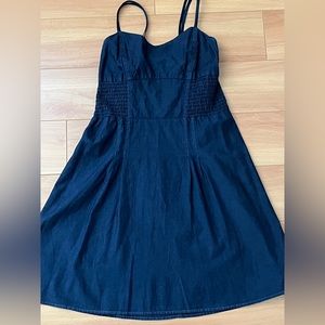 100% Cotton Navy Mossimo Supply Co. Dress with Adjustable Straps, Ruched, Small